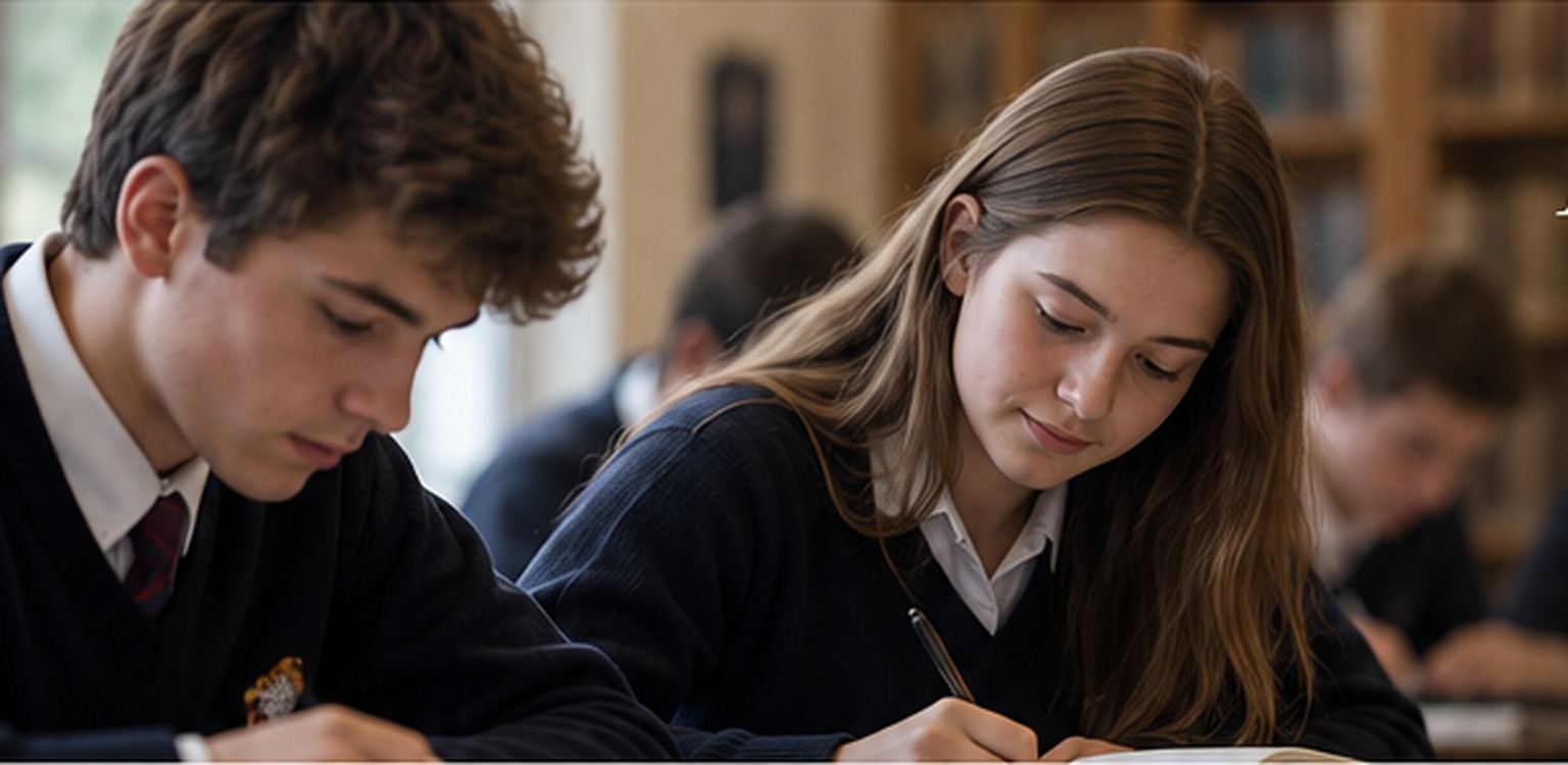 High school students studying together